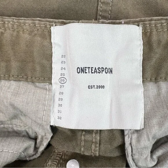 One Teaspoon shorts cargo style pockets buttons Olive Green Women Shorts - Picture 10 of 12